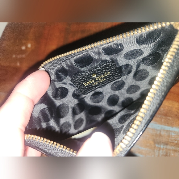 Kate Spade New York Black Leather Flat Wristlet Wallet Coint Pouch Purse Card - Picture 5 of 5